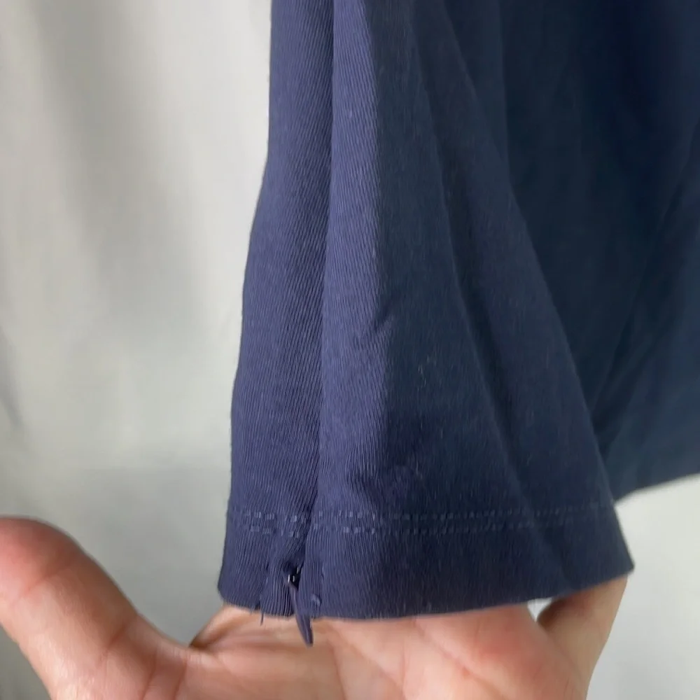 Navy blue knit, athletic skirt, side, zippers